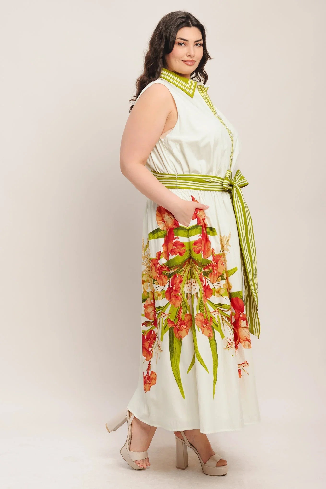 SPRING HEIRLOOM FLORAL PRINT MIDI DRESS