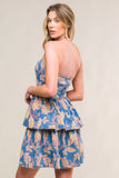 SUMMER MOMENTS STRAPLESS FLORAL DENIM MINI DRESS
