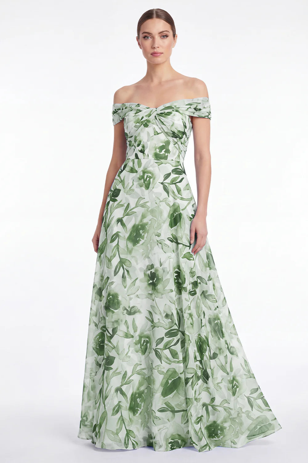 Blue Flower Off the Shoulder A Line Mother of the Bride Dress