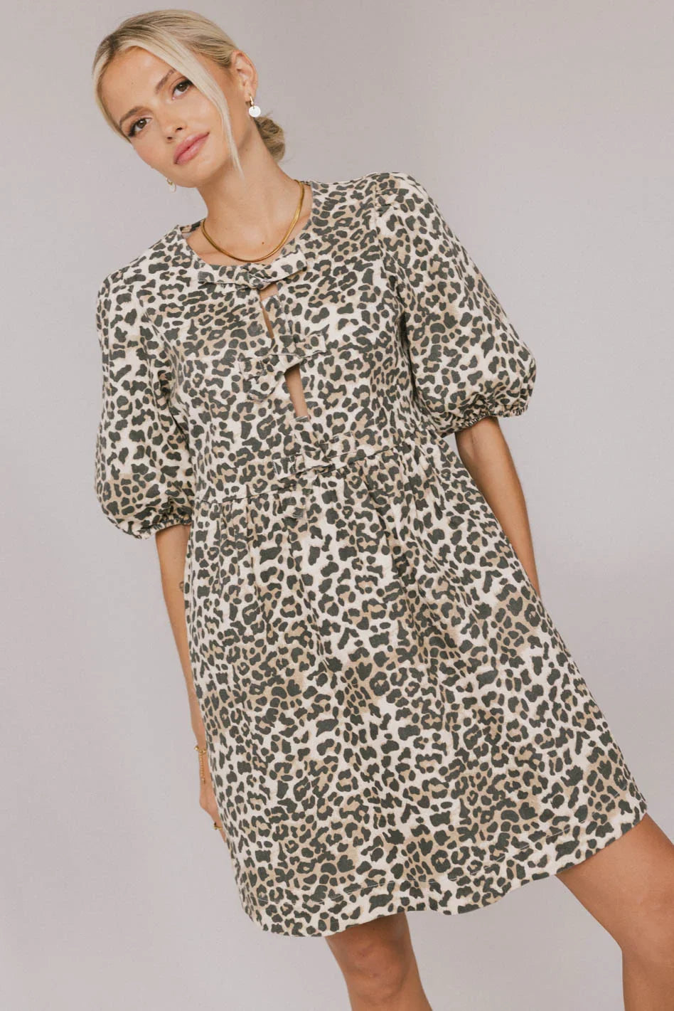 Tori Peplum Mini Dress in Leopard FINAL SALE