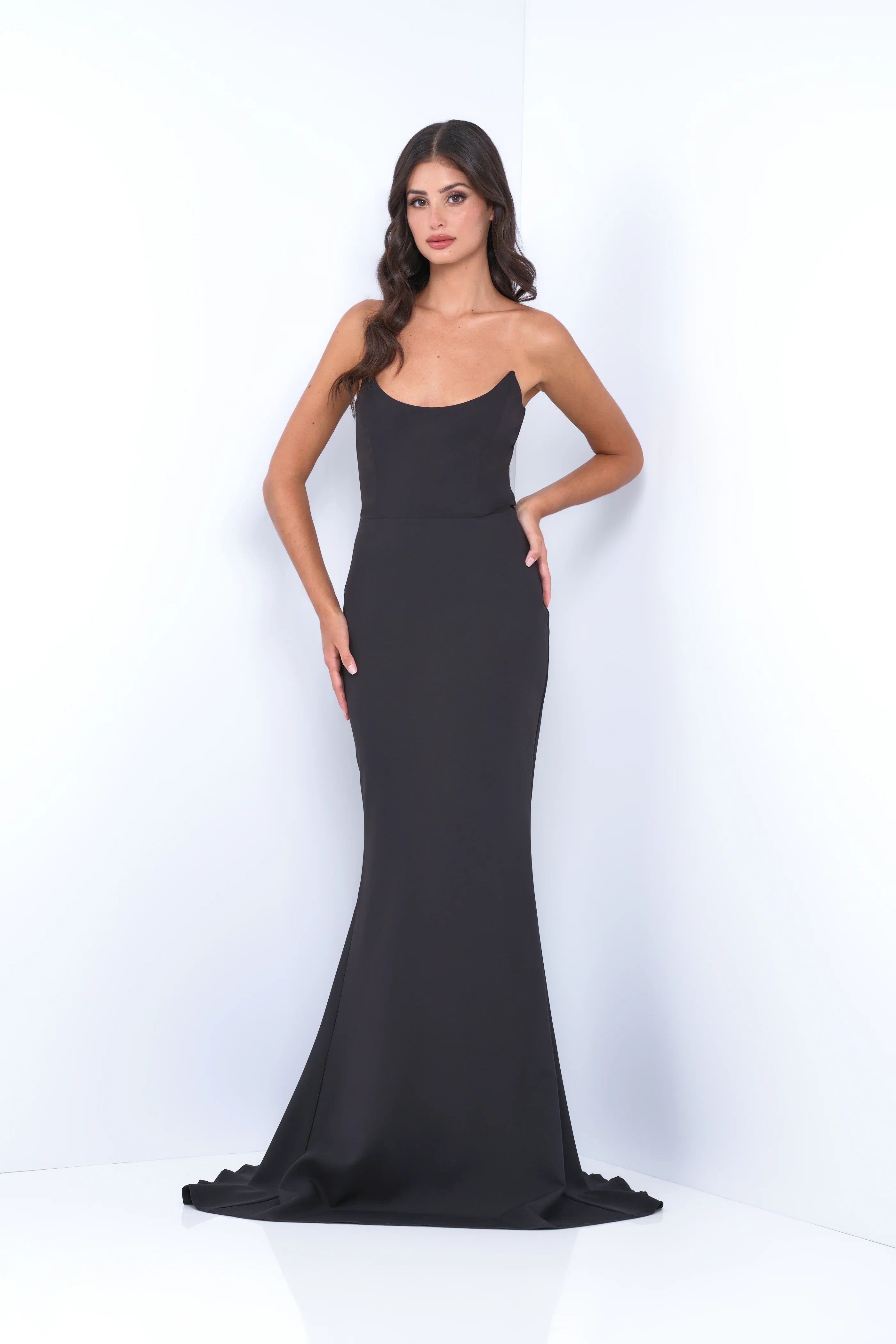 Daris Gown Black Cat Eye Scoop Neckline Dress