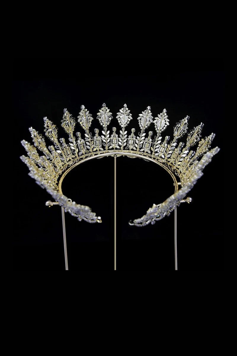 Silver Large 5A Cubic Zirconia Round Tiara