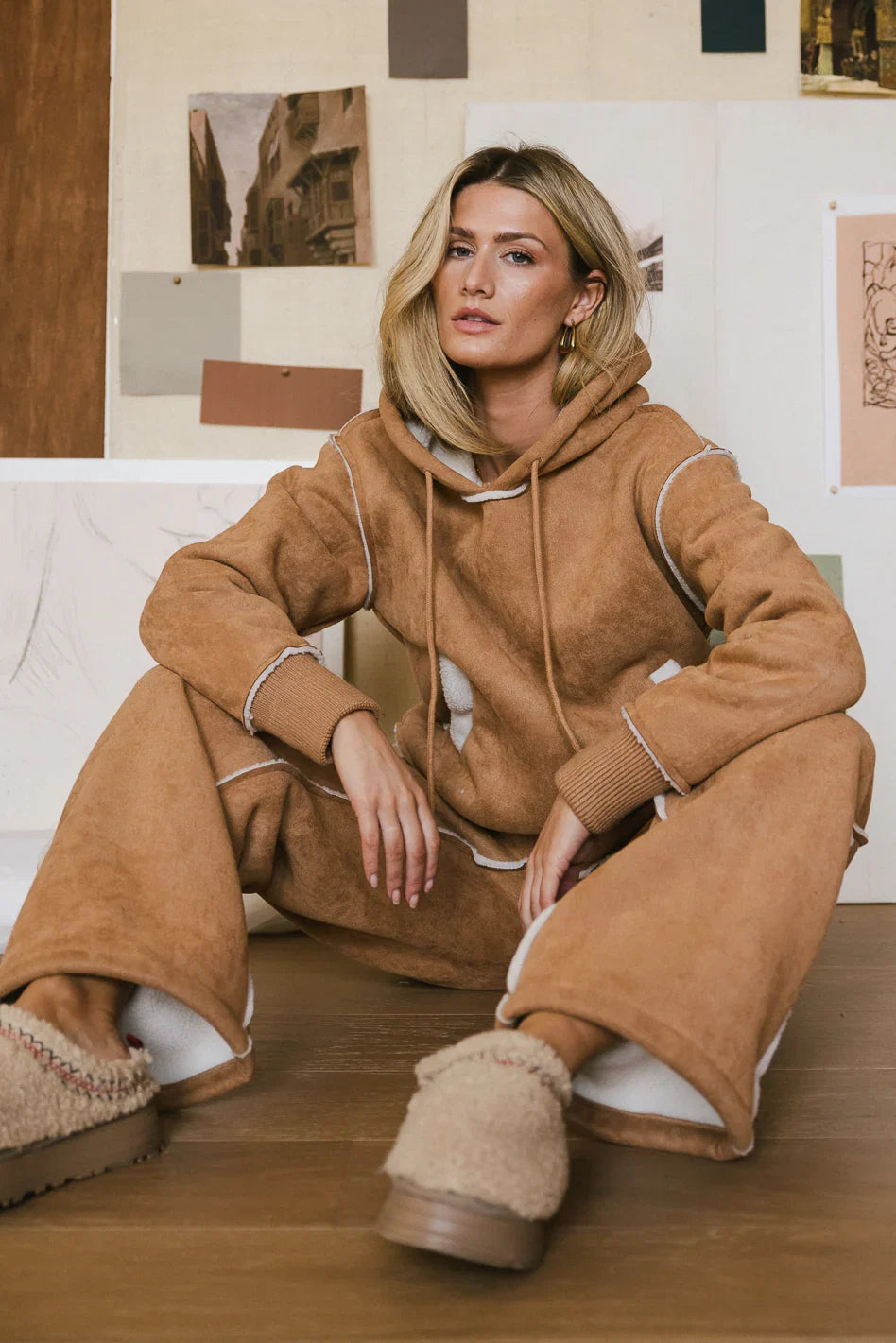 Mattie Faux Shearling Pants in Camel FINAL SALE