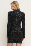 WHIMS OF FATE BLACK SEQUIN MINI DRESS WITH LONG SLEEVES FINAL SALE