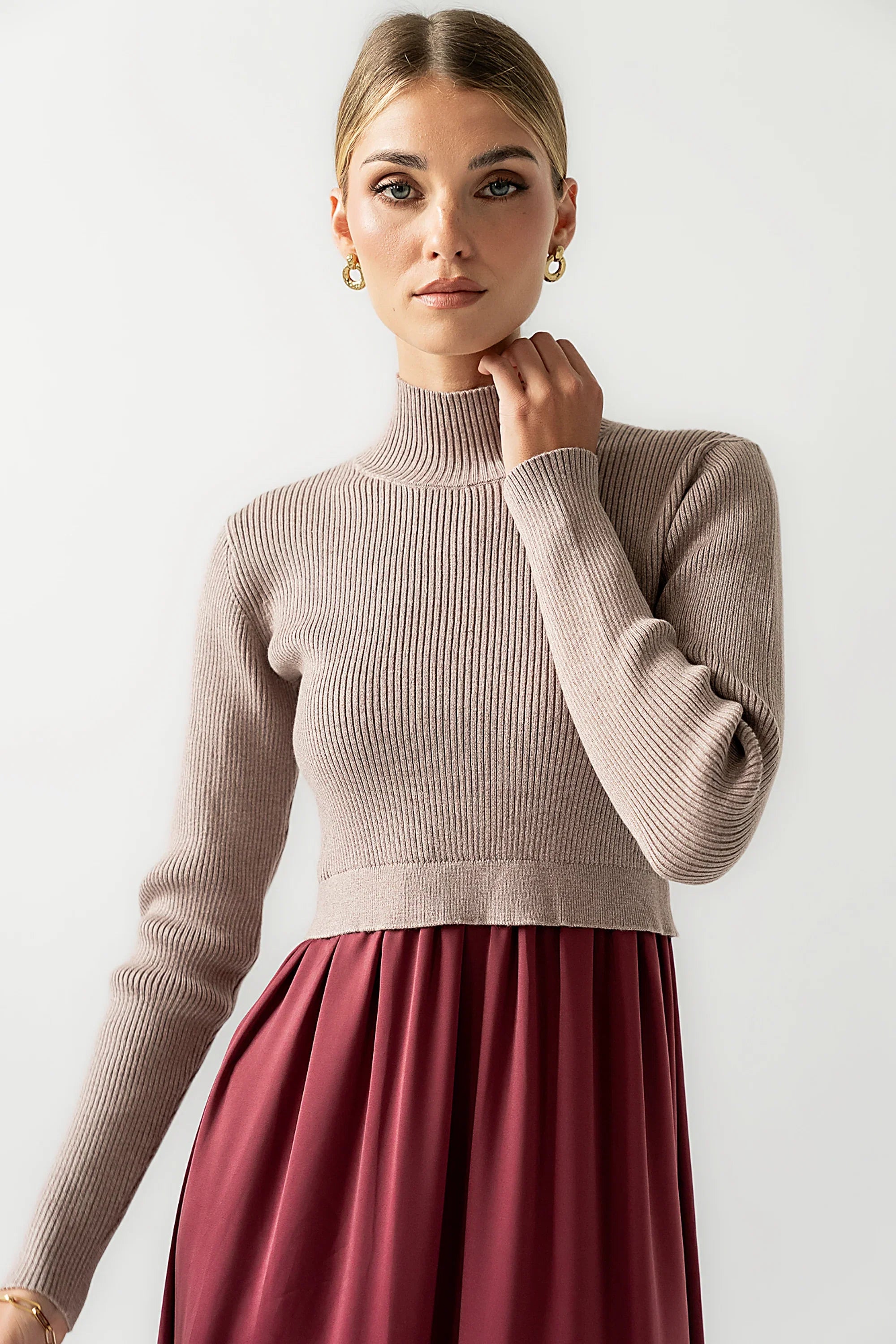 Zeda Midi Dress in Wine FINAL SALE