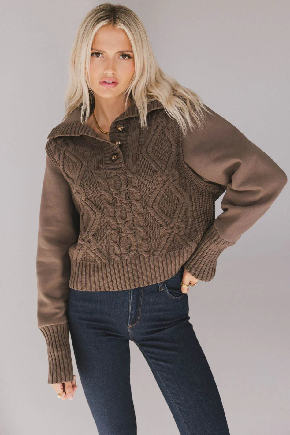 Irene Cable Knit Sweater in Olive FINAL SALE