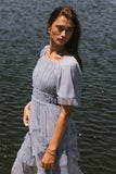 Eugena Ruffled Maxi Dress in Blue FINAL SALE
