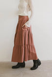 Luna Tiered Maxi Skirt in Mauve FINAL SALE