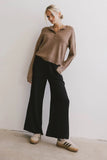 Meli Button Front Knit Sweater in Brown FINAL SALE
