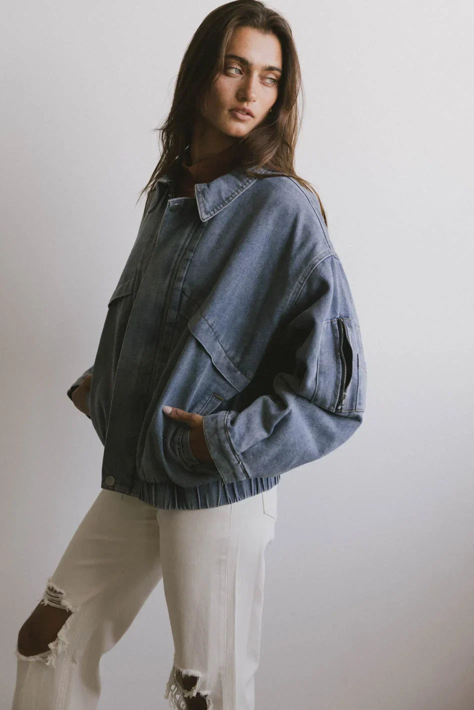 Maeve Denim Bomber Jacket FINAL SALE