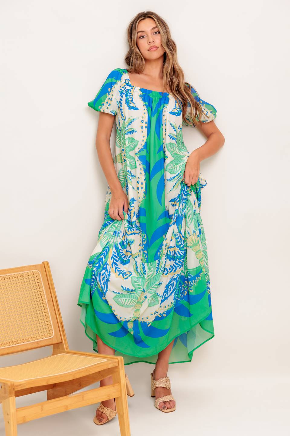 MADDISON MAXI DRESS GREEN BLUE