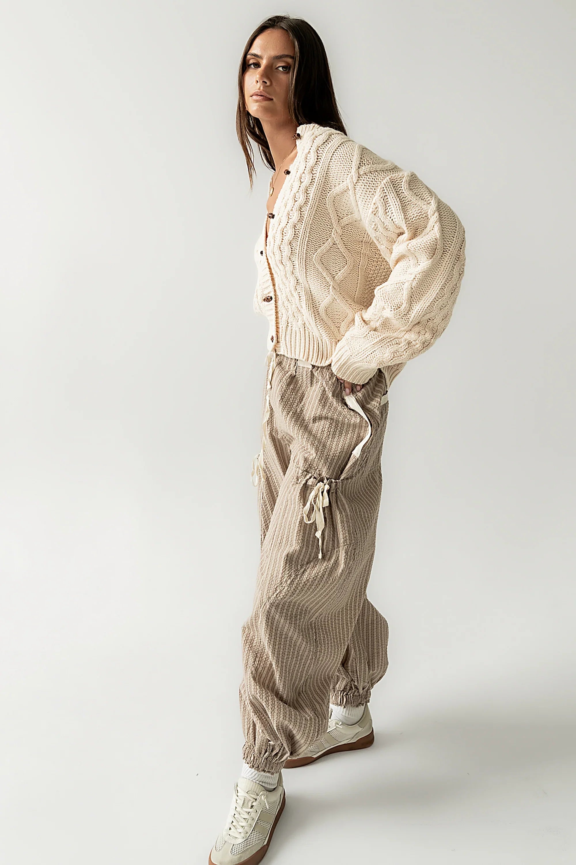 Noah Cable Knit Cardigan in Cream FINAL SALE
