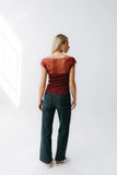 Tracy Mixed Media Top in Burgundy