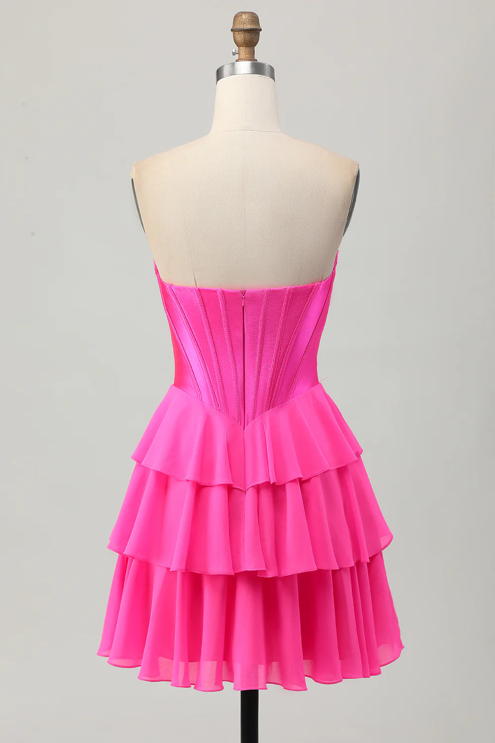 Tiered Strapless A Line Corset Blue Homecoming Dress