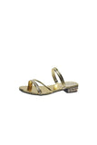 Black Strappy Rhinestones Low Block Heel Sandal
