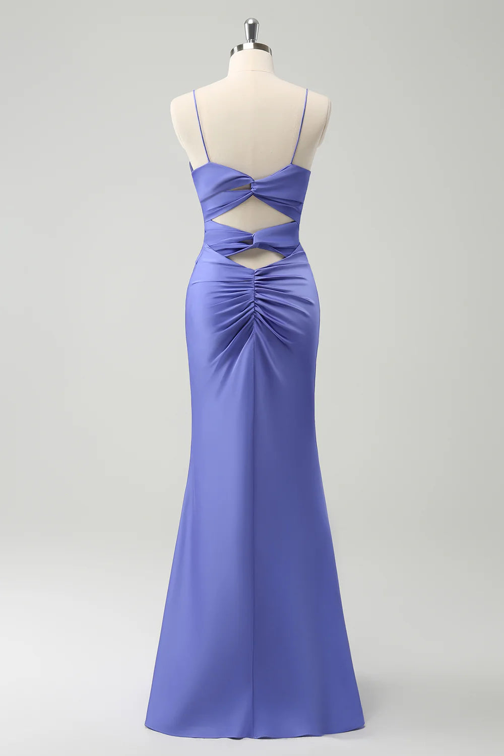 Purple Mermaid Front Criss Cross Pleated Floor Length Bridesmaid Dress