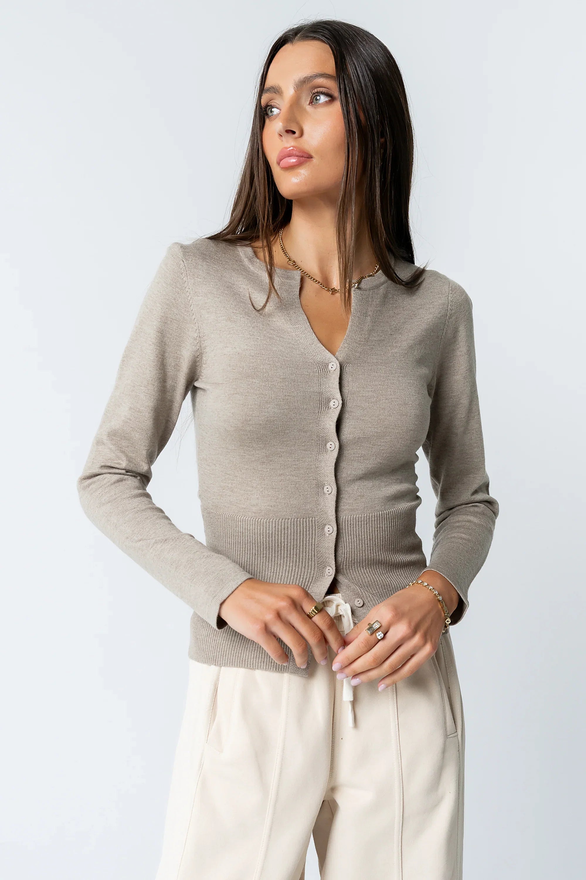 Flora Knit Top in Taupe