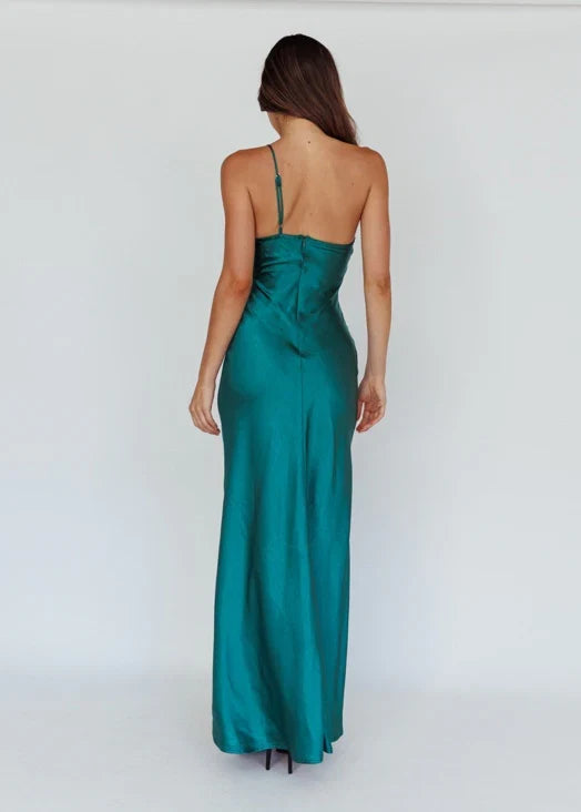 Jessica Satin Maxi Dress Forest Green