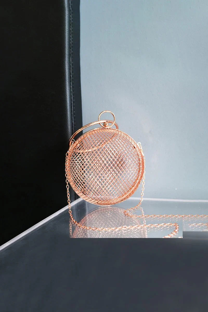Rose Gold Metal Tennis Chain Handbag