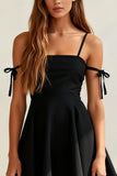 Simple A Line Spaghetti Straps Little Black Dress