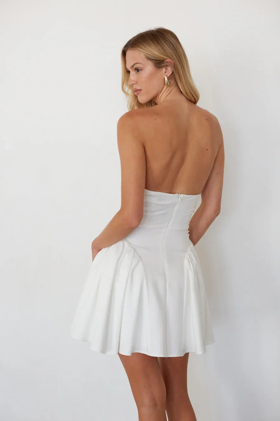 Pixie Ruched Bardot Mini Dress