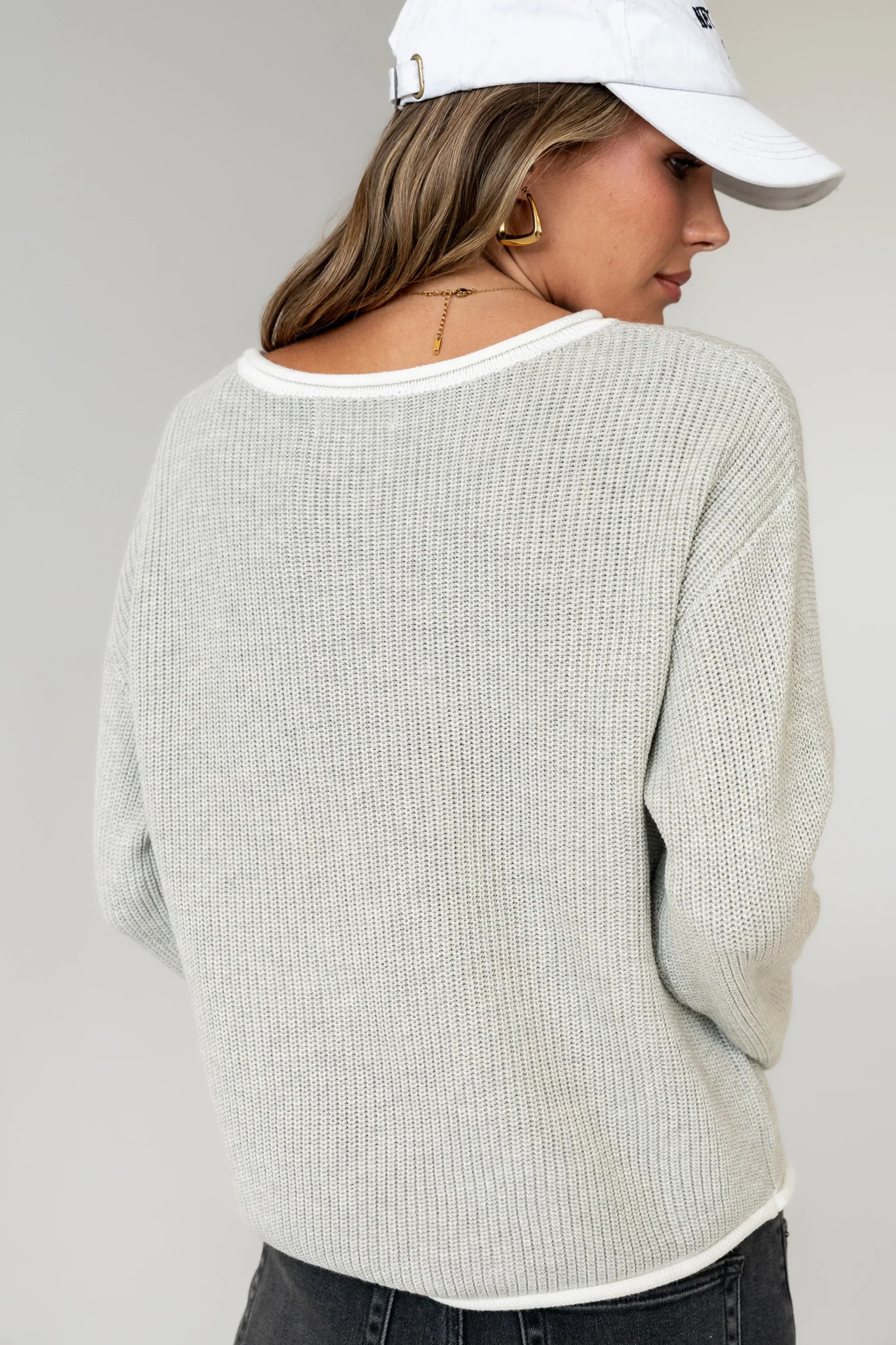 Mandy Contrast Sweater in Grey FINAL SALE