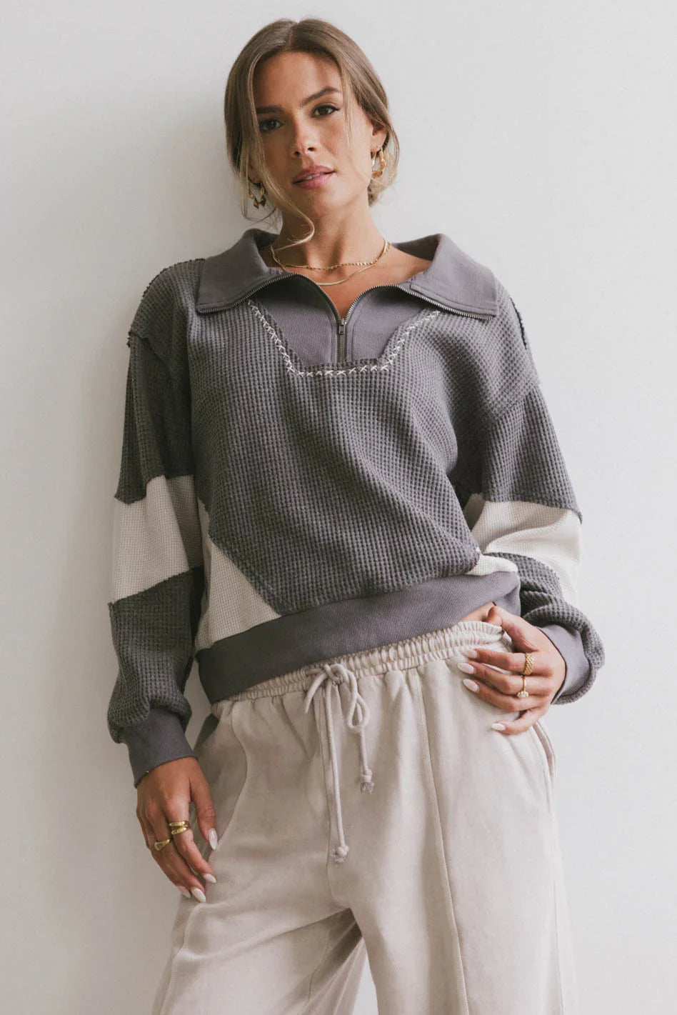 Harbor Knit Quarter Zip in Charcoal FINAL SALE