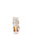 Rhinestone Flowers Decor Peep Toe Platform Stiletto Ankle strap High Heels
