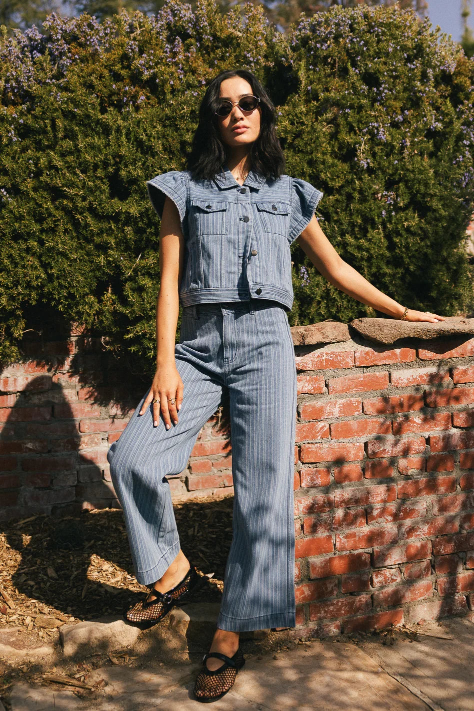 Jennie Denim Striped Wide Leg Jeans FINAL SALE