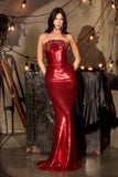 Santiago Gown Strapless Sequin Mermaid Dress