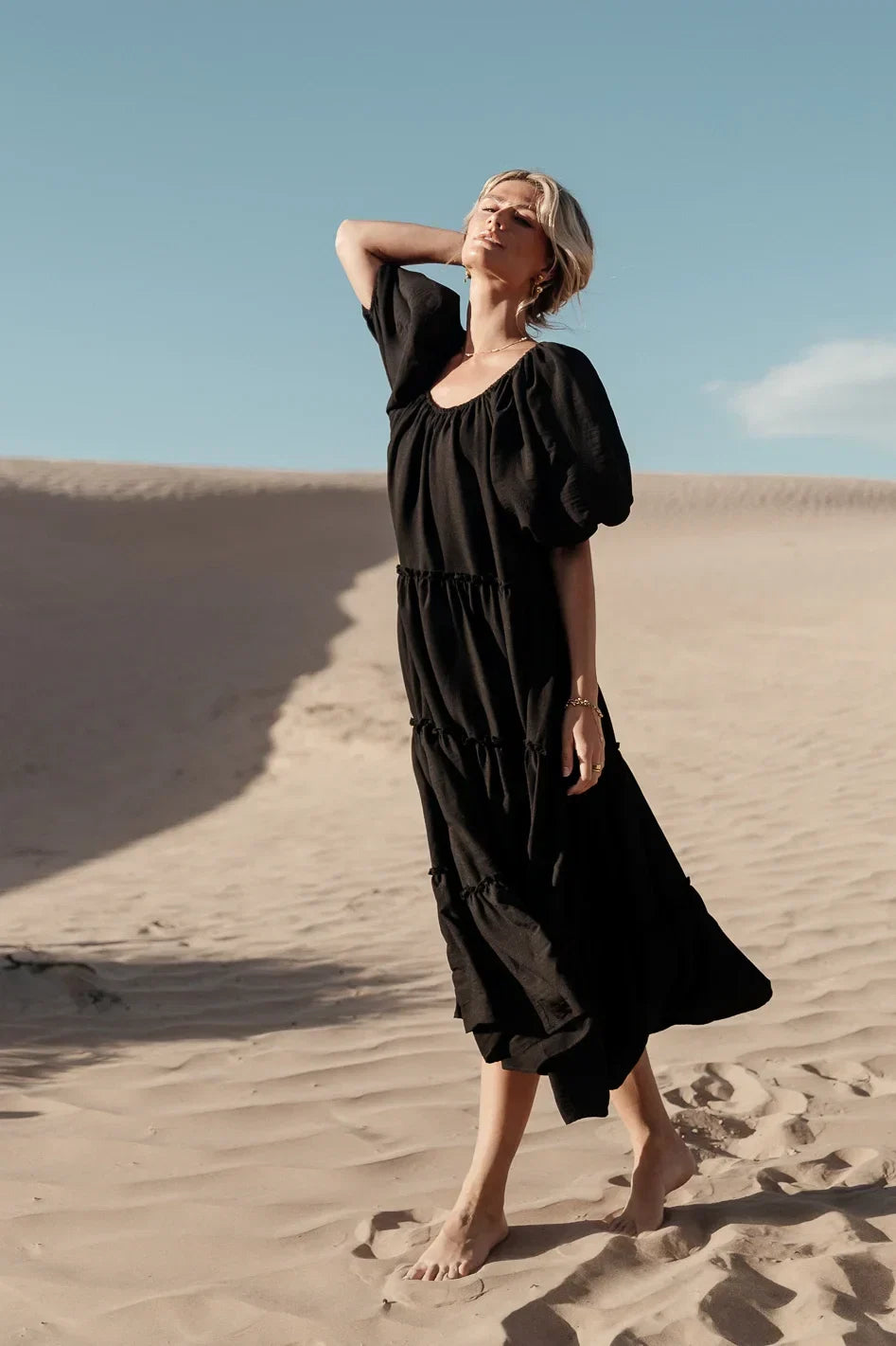 Corinne Tiered Maxi Dress in Black FINAL SALE
