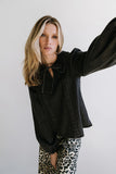 Monique Pleated Blouse in Black