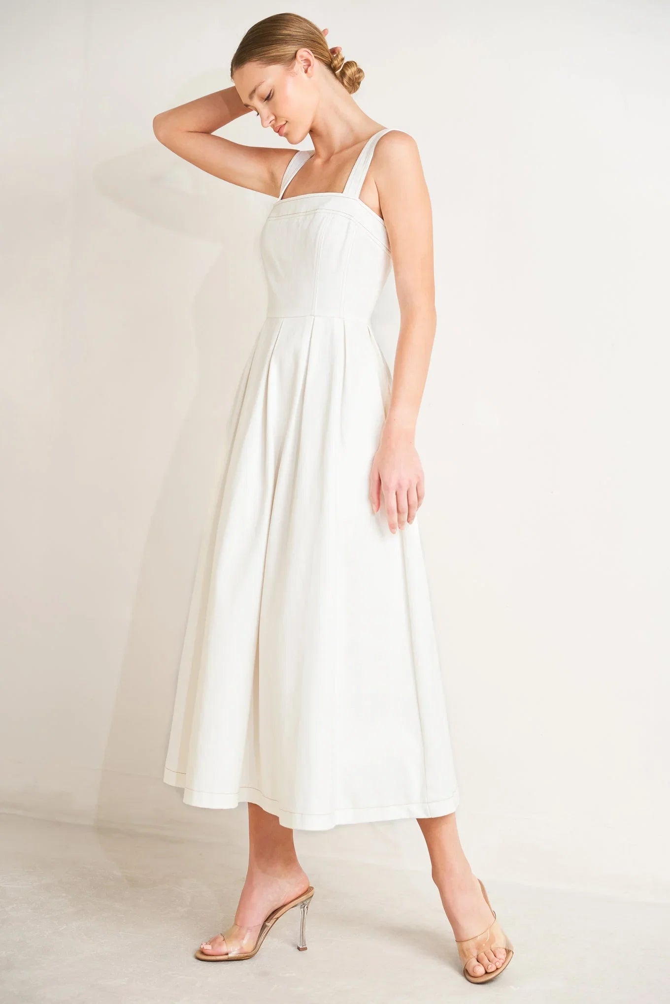 SERENE CHARM OFF WHITE MIDI DRESS FINAL SALE
