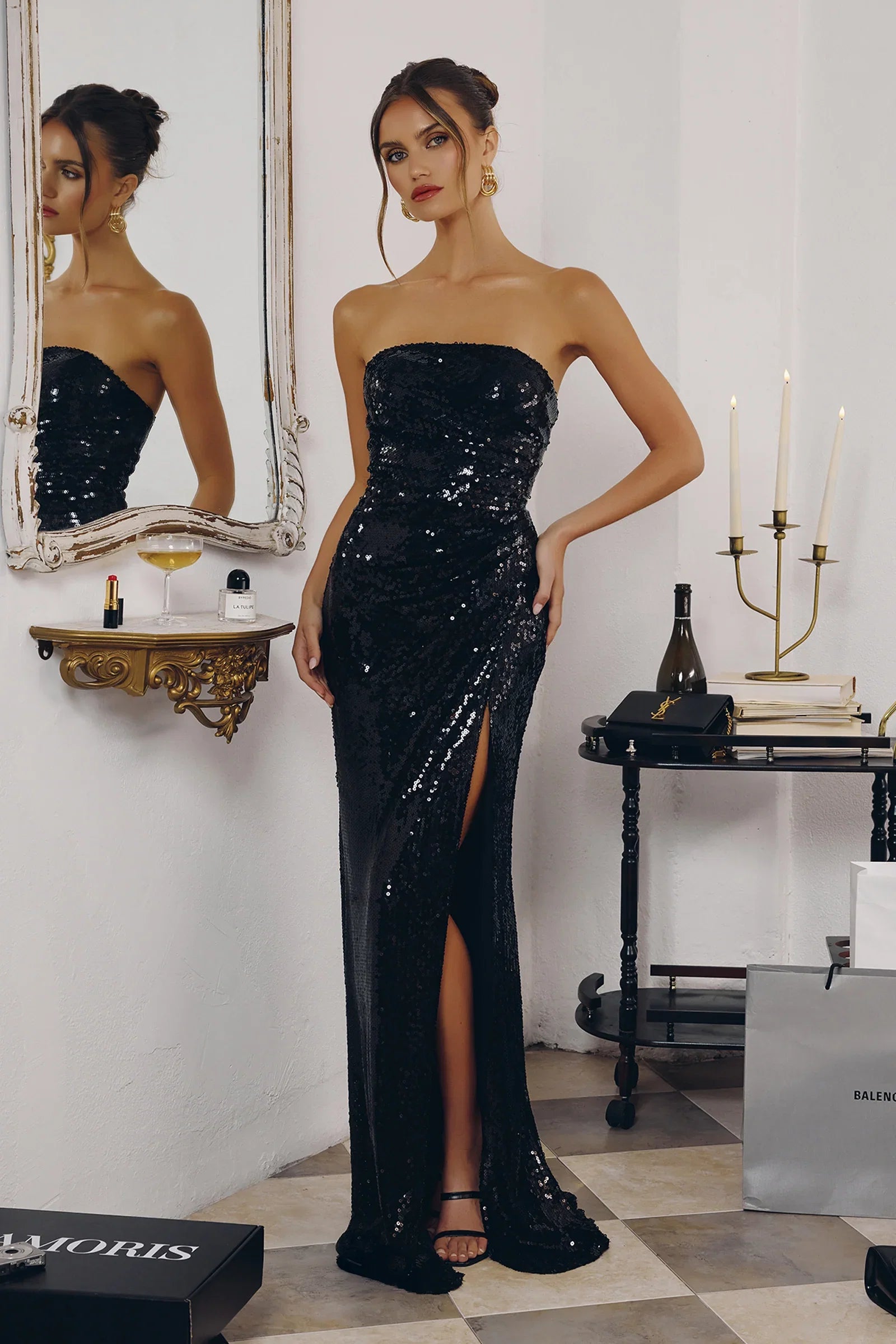 Shauna Gown Strapless Sequin Dress