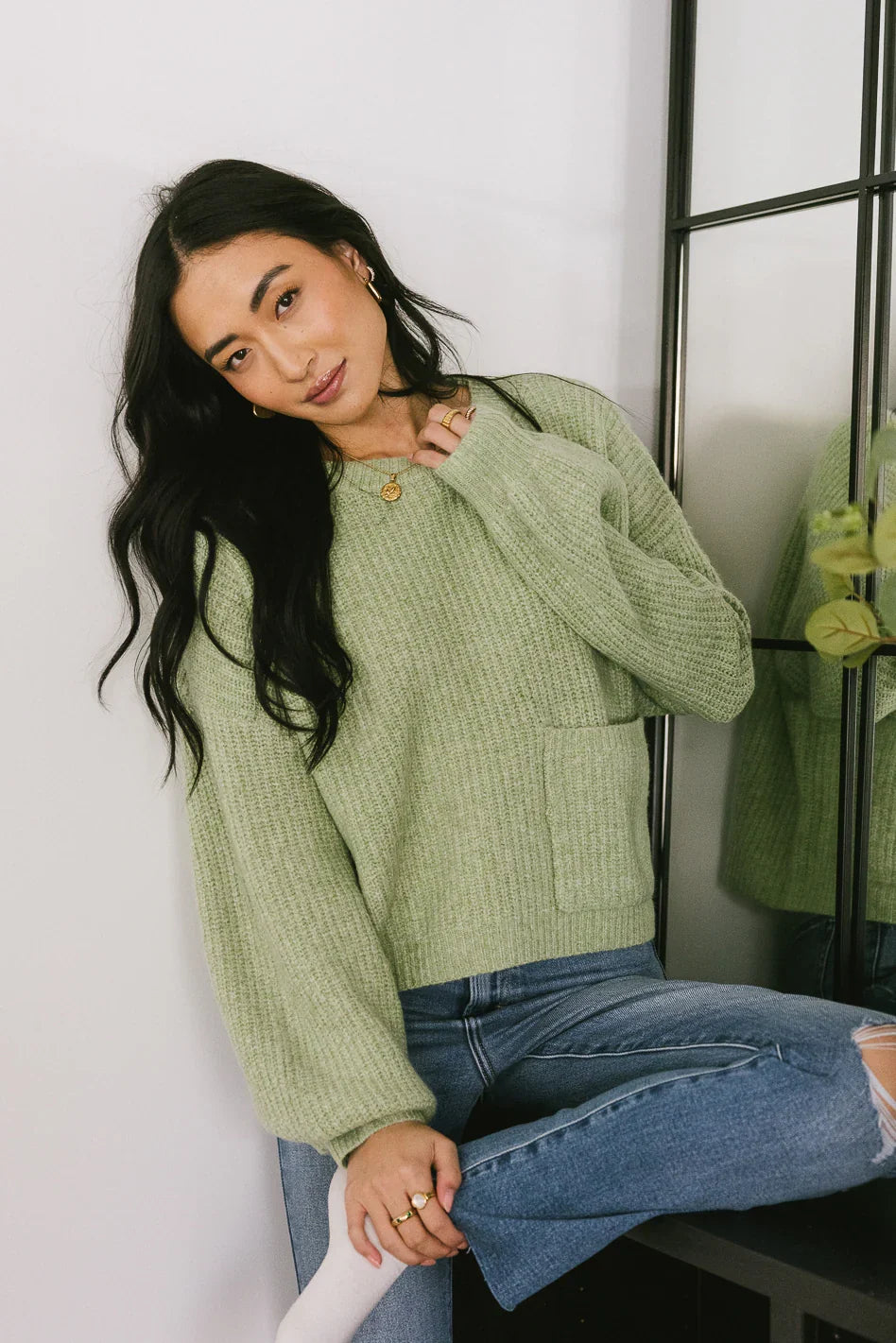 Aliyah Knit Sweater in Green FINAL SALE
