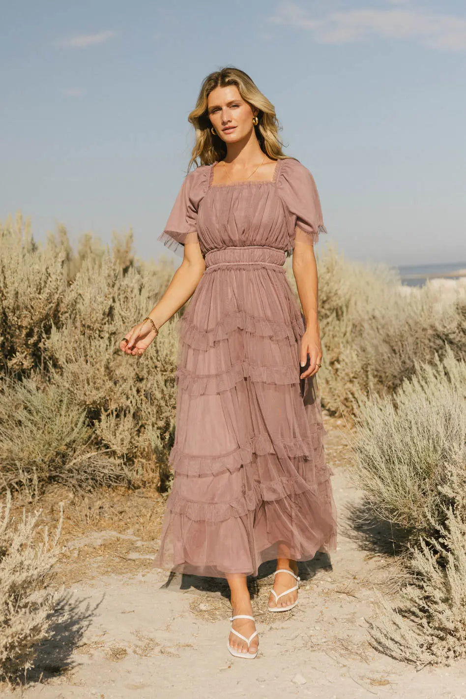 Eugena Ruffled Maxi Dress in Lavender FINAL SALE
