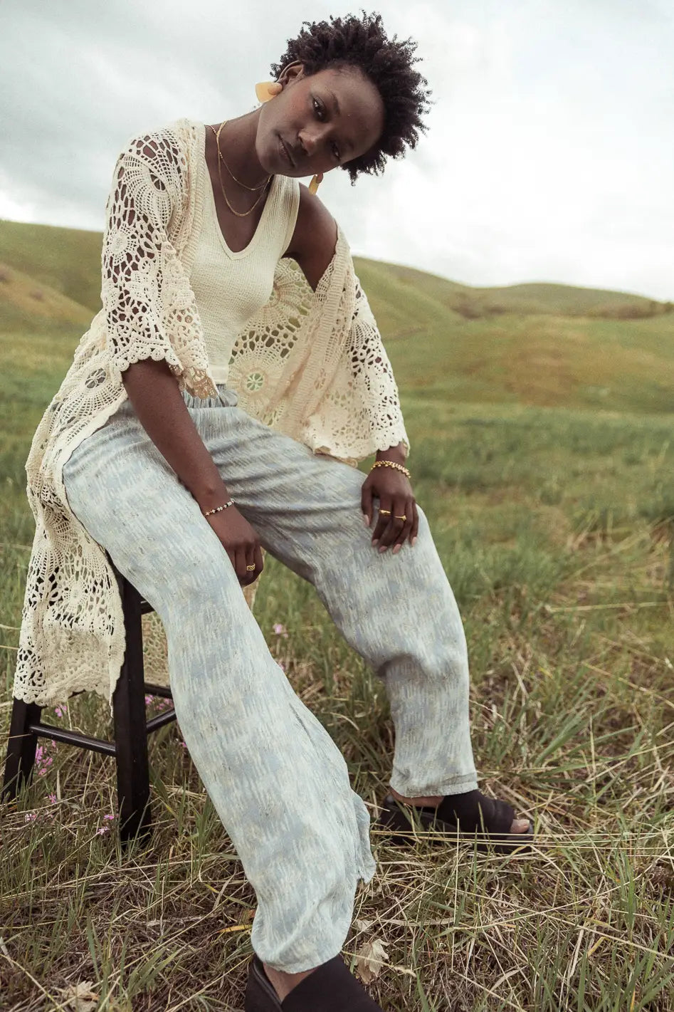 Verity Printed Pants in Blue FINAL SALE