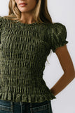 Ruth Smocked Top in Green FINAL SALE