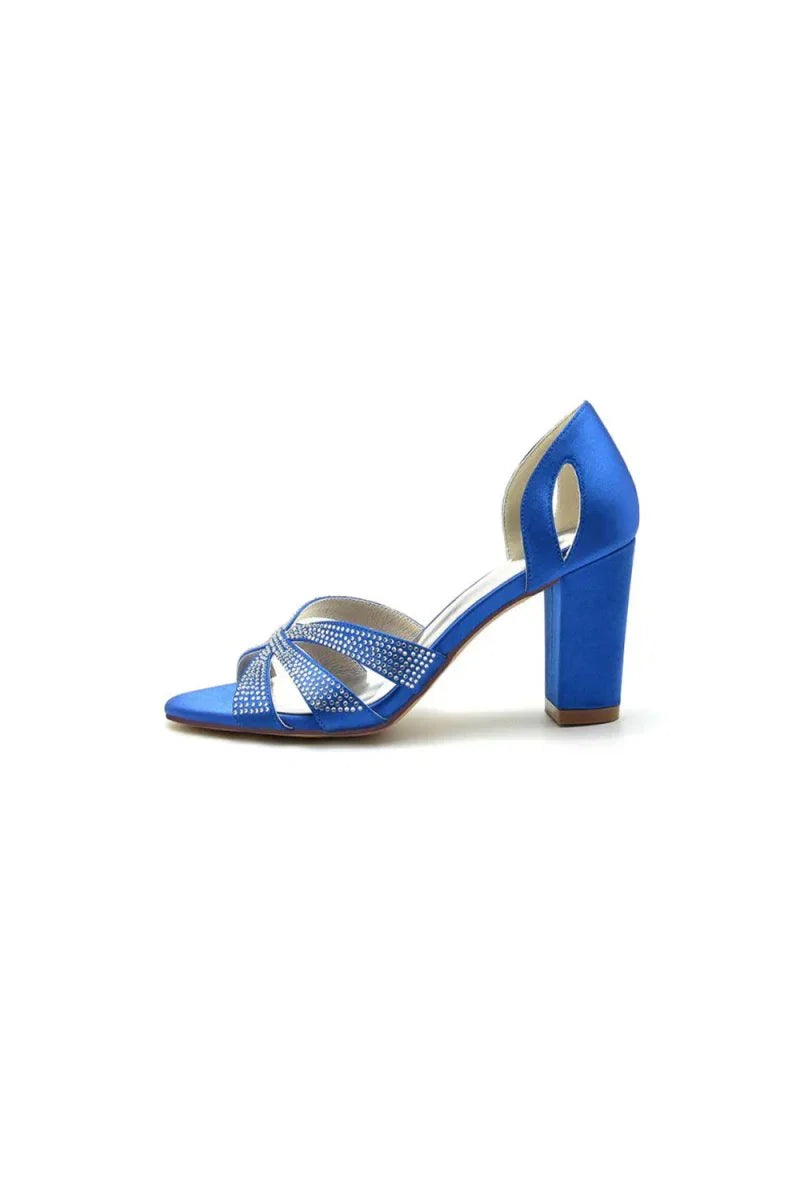 Navy Blue High Heels with Silver Heel
