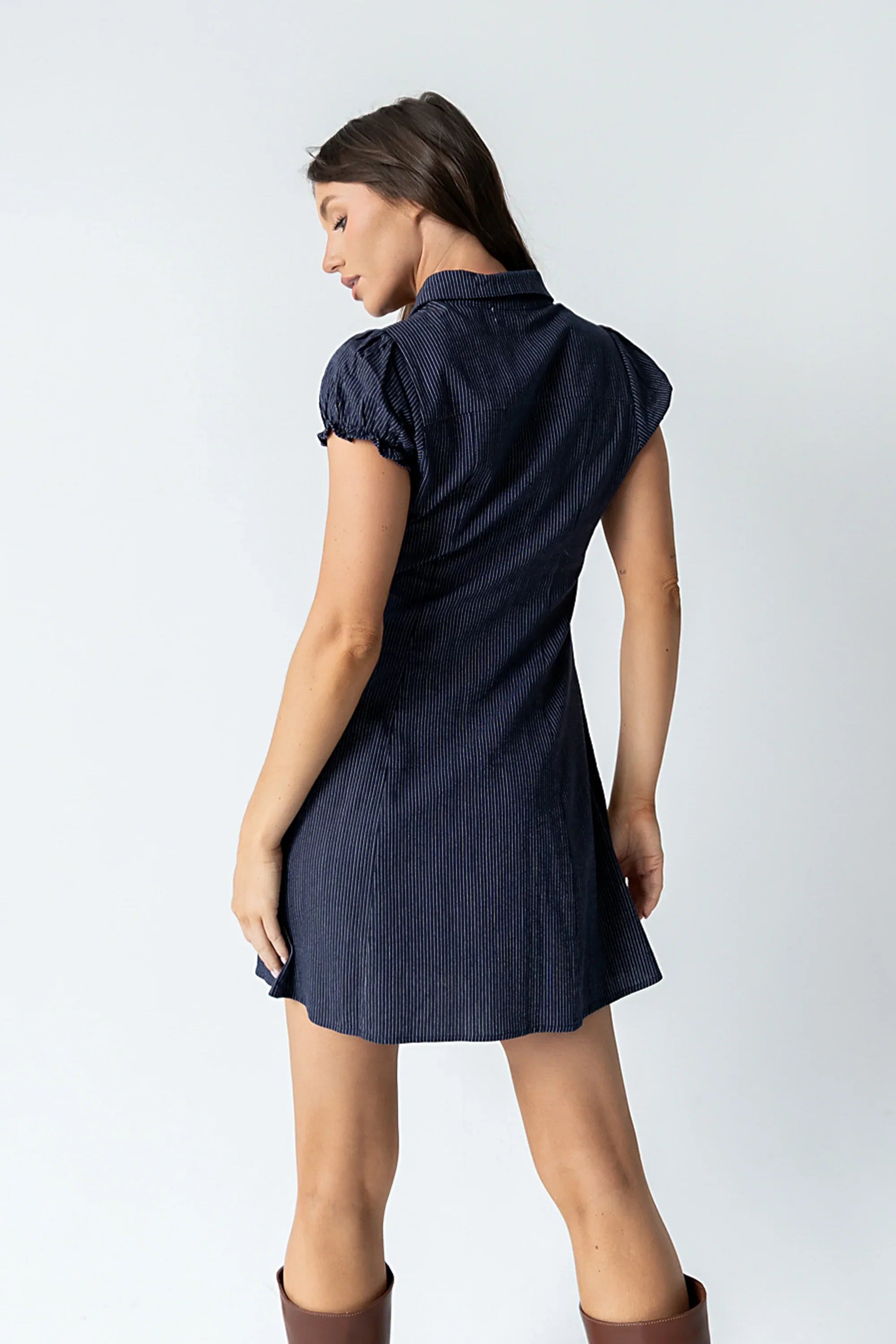 Lockie Pinstripe Mini Dress in Navy