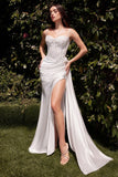Teagan Gown Off White Fitted Satin Lace Dress