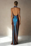Electric Blue Halter Mermaid Long Formal Dress with Slit