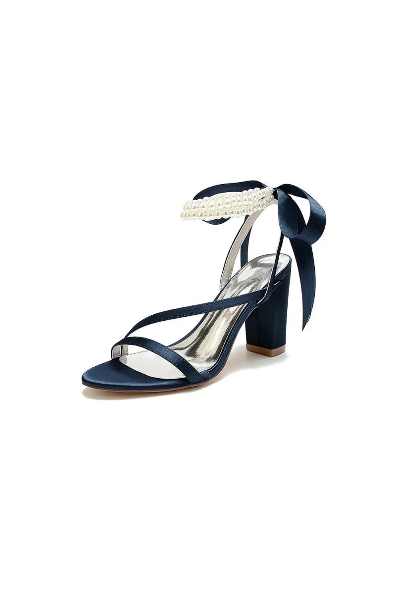 Pearl Open Toe Ankle Strap High Heels