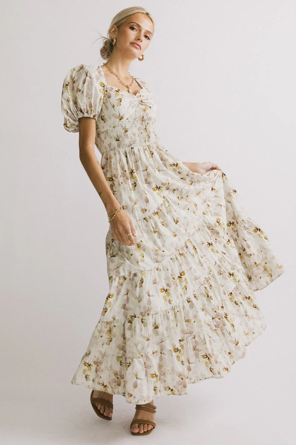 Robbie Floral Midi Dress in Mauve FINAL SALE