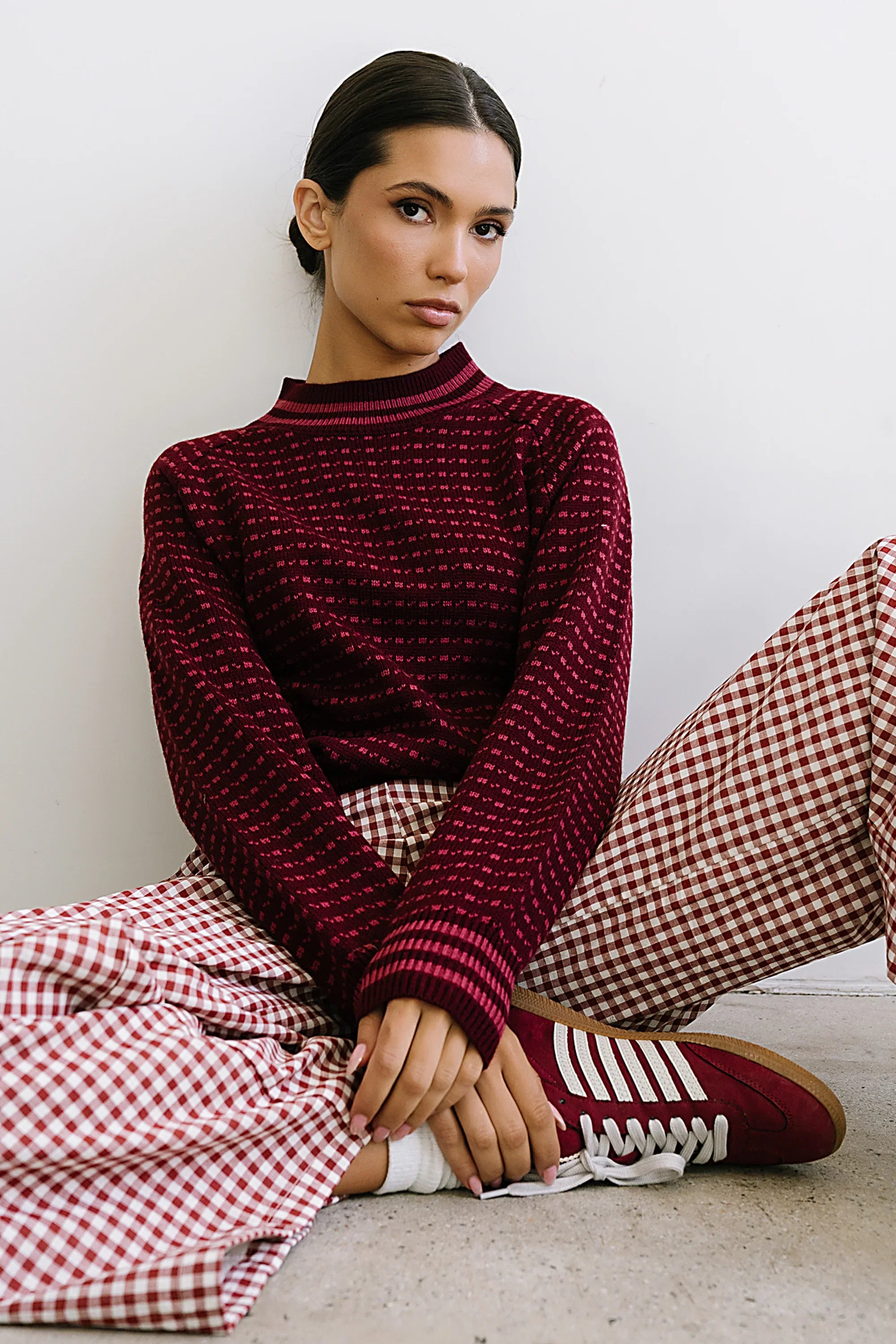 Monroe Knit Sweater in Burgundy FINAL SALE