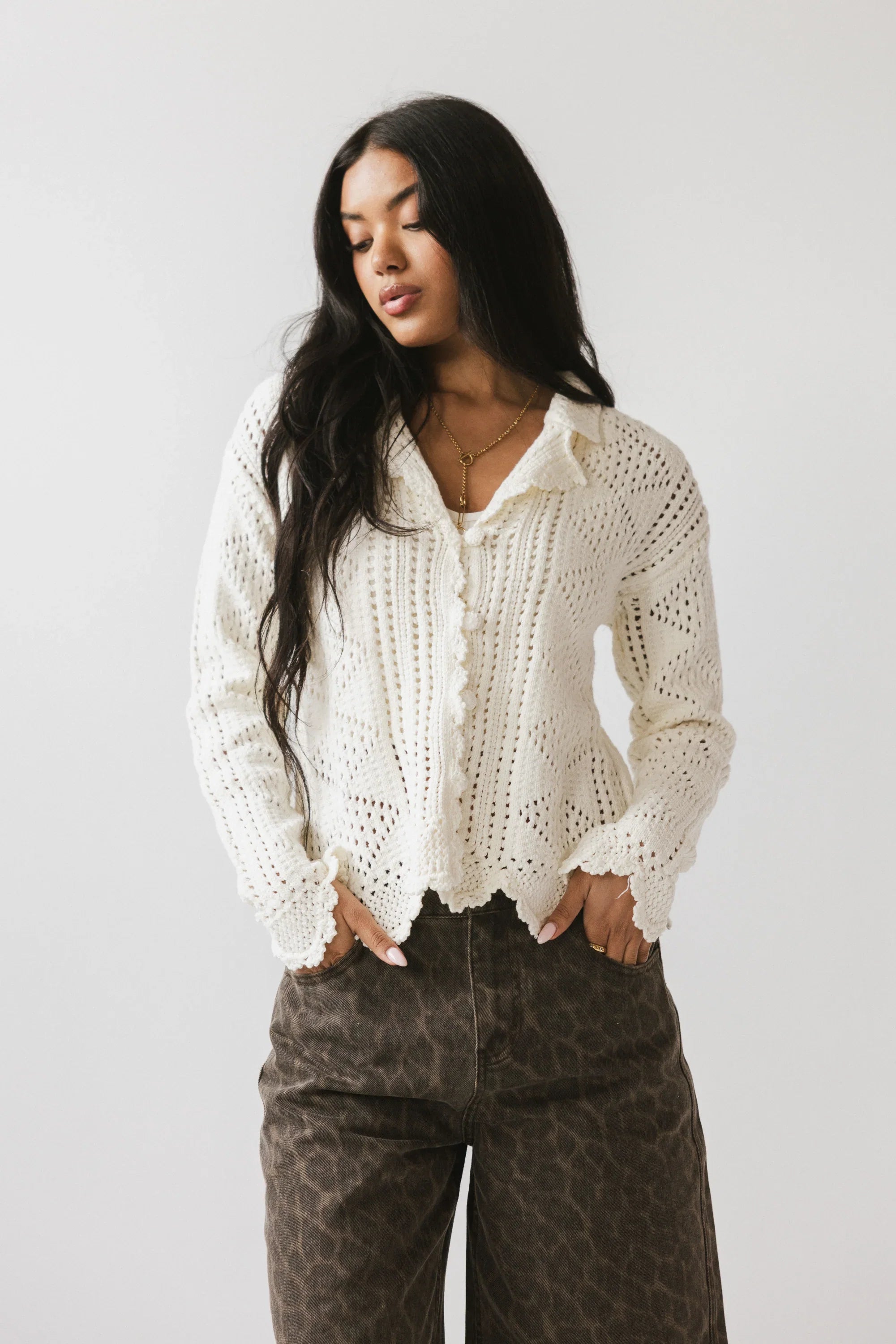 Mary Crochet Cardigan in Off White FINAL SALE