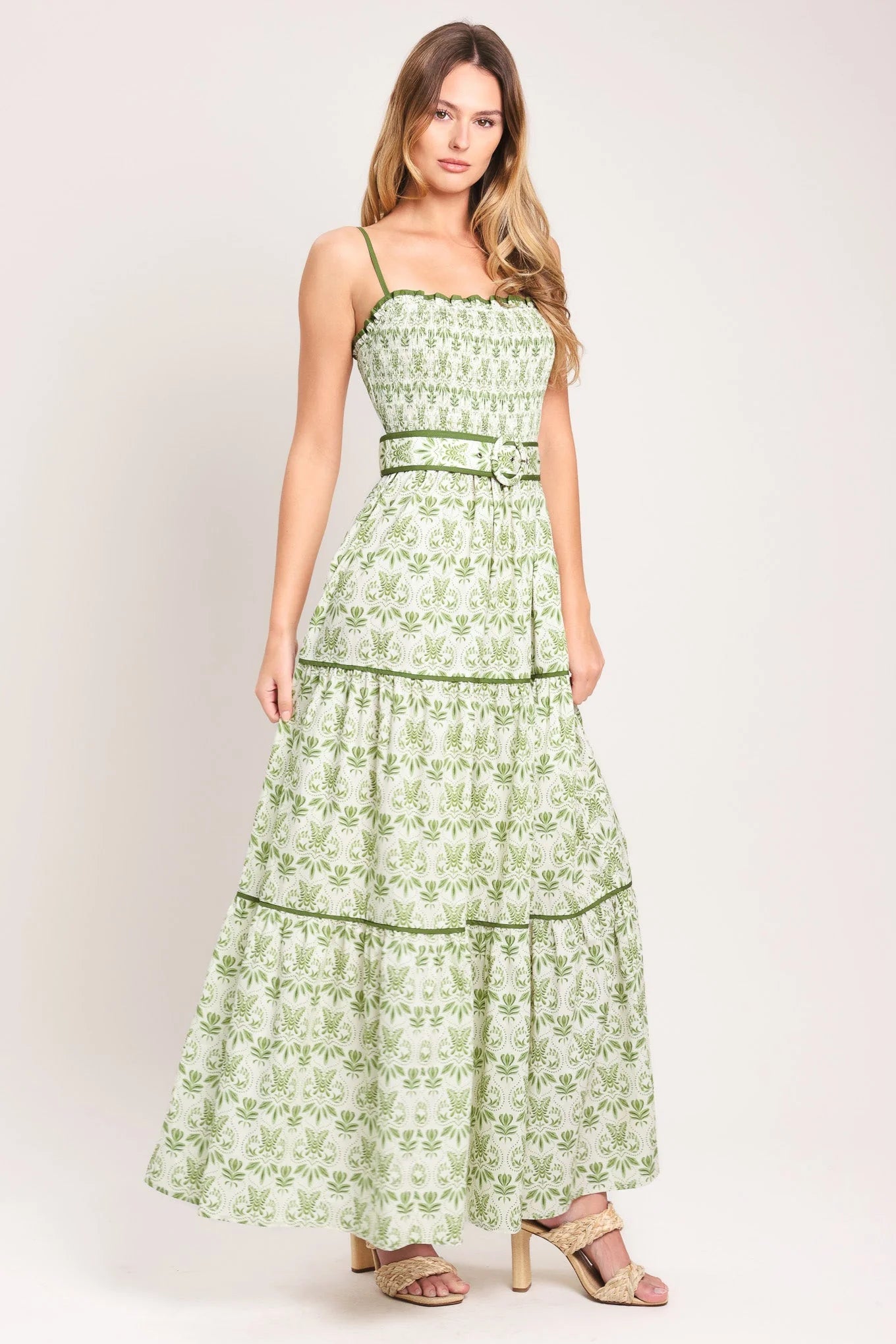 DAINTY FLORA GREEN MAXI DRESS