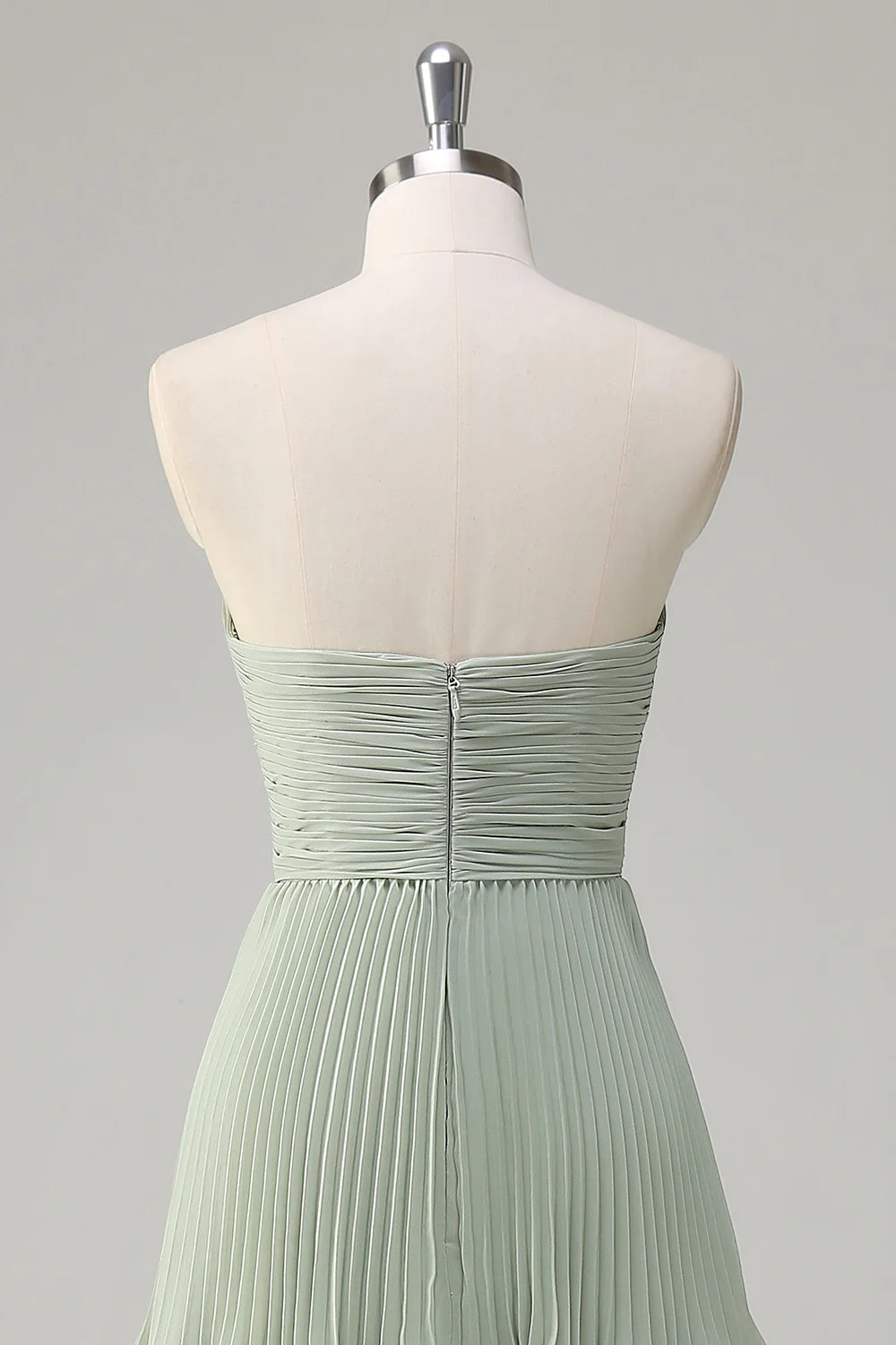 Dusty Sage A Line Sweetheart Tiered Chiffon Floor Length Dress