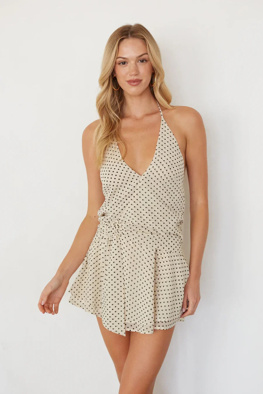 Sabina Polka Dot Mini Romper Dress
