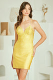 NOVALEE MINI YELLOW HOT STONE LACE UP DRESS